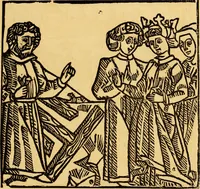An illustration from The legendary history of the cross : a series of sixty-four woodcuts from a Dutch book published by Veldener, A.D. 1483 ; with an introduction written and illustrated by John Ashton ; preface by S. Baring Gould (1887)