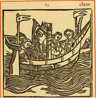 An illustration from The legendary history of the cross : a series of sixty-four woodcuts from a Dutch book published by Veldener, A.D. 1483 ; with an introduction written and illustrated by John Ashton ; preface by S. Baring Gould (1887)