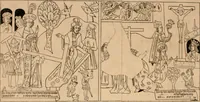An illustration from The legendary history of the cross : a series of sixty-four woodcuts from a Dutch book published by Veldener, A.D. 1483 ; with an introduction written and illustrated by John Ashton ; preface by S. Baring Gould (1887)