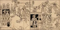 An illustration from The legendary history of the cross : a series of sixty-four woodcuts from a Dutch book published by Veldener, A.D. 1483 ; with an introduction written and illustrated by John Ashton ; preface by S. Baring Gould (1887)