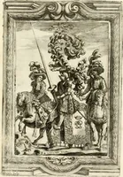 An illustration from Le guerre festiue delle reali nozze de' serenissimi e cattolici re di Spagna Carlo secondo e Maria Luisa di Borbone : celebrate nella felice e fedelissima città di Palermo, dall' Illustrissimo Senato della medesima citta ... nell'anno M.DC.LXXX (1680)