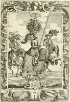 An illustration from Le guerre festiue delle reali nozze de' serenissimi e cattolici re di Spagna Carlo secondo e Maria Luisa di Borbone : celebrate nella felice e fedelissima città di Palermo, dall' Illustrissimo Senato della medesima citta ... nell'anno M.DC.LXXX (1680)
