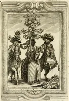 An illustration from Le guerre festiue delle reali nozze de' serenissimi e cattolici re di Spagna Carlo secondo e Maria Luisa di Borbone : celebrate nella felice e fedelissima città di Palermo, dall' Illustrissimo Senato della medesima citta ... nell'anno M.DC.LXXX (1680)