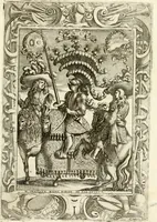 An illustration from Le guerre festiue delle reali nozze de' serenissimi e cattolici re di Spagna Carlo secondo e Maria Luisa di Borbone : celebrate nella felice e fedelissima città di Palermo, dall' Illustrissimo Senato della medesima citta ... nell'anno M.DC.LXXX (1680)
