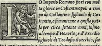 An illustration from Le historie del Biondo, de la declinatione de l'imperio di Roma, insino al tempo suo (che ui corsero circa mille anni) (1543)