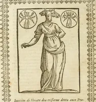 An illustration from Le imagini de gli dei de gli antichi : nelle quali sono descritte la religione de gli antichi li idoli, riti, & ceremonie loro, con l'aggiunta di molte principali imagini che nell'altre mancauano, et con l'espositione in epilogo di ciasceduna & suo significato (1624)