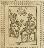 An illustration from Le imagini de gli dei de gli antichi : nelle quali sono descritte la religione de gli antichi li idoli, riti, & ceremonie loro, con l'aggiunta di molte principali imagini che nell'altre mancauano, et con l'espositione in epilogo di ciasceduna & suo significato (1624)