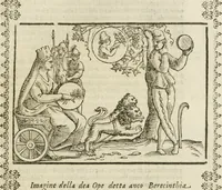 An illustration from Le imagini de gli dei de gli antichi : nelle quali sono descritte la religione de gli antichi li idoli, riti, & ceremonie loro, con l'aggiunta di molte principali imagini che nell'altre mancauano, et con l'espositione in epilogo di ciasceduna & suo significato (1624)