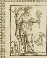 An illustration from Le imagini de gli dei de gli antichi : nelle quali sono descritte la religione de gli antichi li idoli, riti, & ceremonie loro, con l'aggiunta di molte principali imagini che nell'altre mancauano, et con l'espositione in epilogo di ciasceduna & suo significato (1624)