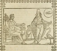 An illustration from Le imagini de gli dei de gli antichi : nelle quali sono descritte la religione de gli antichi li idoli, riti, & ceremonie loro, con l'aggiunta di molte principali imagini che nell'altre mancauano, et con l'espositione in epilogo di ciasceduna & suo significato (1624)