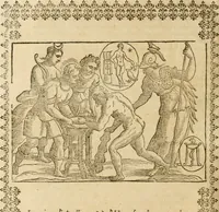 An illustration from Le imagini de gli dei de gli antichi : nelle quali sono descritte la religione de gli antichi li idoli, riti, & ceremonie loro, con l'aggiunta di molte principali imagini che nell'altre mancauano, et con l'espositione in epilogo di ciasceduna & suo significato (1624)
