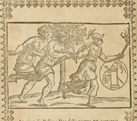 An illustration from Le imagini de gli dei de gli antichi : nelle quali sono descritte la religione de gli antichi li idoli, riti, & ceremonie loro, con l'aggiunta di molte principali imagini che nell'altre mancauano, et con l'espositione in epilogo di ciasceduna & suo significato (1624)