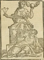 An illustration from Le imagini de gli dei de gli antichi : nelle quali sono descritte la religione de gli antichi li idoli, riti, & ceremonie loro, con l'aggiunta di molte principali imagini che nell'altre mancauano, et con l'espositione in epilogo di ciasceduna & suo significato (1624)