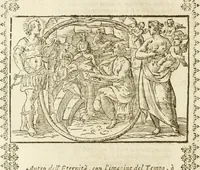 An illustration from Le imagini de gli dei de gli antichi : nelle quali sono descritte la religione de gli antichi li idoli, riti, & ceremonie loro, con l'aggiunta di molte principali imagini che nell'altre mancauano, et con l'espositione in epilogo di ciasceduna & suo significato (1624)