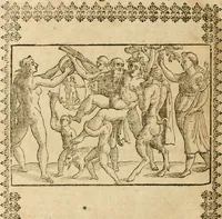 An illustration from Le imagini de gli dei de gli antichi : nelle quali sono descritte la religione de gli antichi li idoli, riti, & ceremonie loro, con l'aggiunta di molte principali imagini che nell'altre mancauano, et con l'espositione in epilogo di ciasceduna & suo significato (1624)