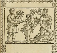 An illustration from Le imagini de gli dei de gli antichi : nelle quali sono descritte la religione de gli antichi li idoli, riti, & ceremonie loro, con l'aggiunta di molte principali imagini che nell'altre mancauano, et con l'espositione in epilogo di ciasceduna & suo significato (1624)