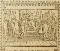 An illustration from Le imagini de gli dei de gli antichi : nelle quali sono descritte la religione de gli antichi li idoli, riti, & ceremonie loro, con l'aggiunta di molte principali imagini che nell'altre mancauano, et con l'espositione in epilogo di ciasceduna & suo significato (1624)