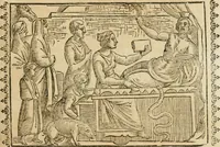 An illustration from Le imagini de gli dei de gli antichi : nelle quali sono descritte la religione de gli antichi li idoli, riti, & ceremonie loro, con l'aggiunta di molte principali imagini che nell'altre mancauano, et con l'espositione in epilogo di ciasceduna & suo significato (1624)