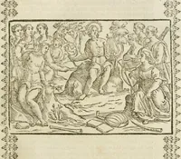 An illustration from Le imagini de gli dei de gli antichi : nelle quali sono descritte la religione de gli antichi li idoli, riti, & ceremonie loro, con l'aggiunta di molte principali imagini che nell'altre mancauano, et con l'espositione in epilogo di ciasceduna & suo significato (1624)