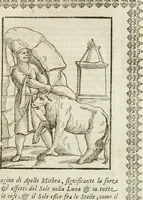 An illustration from Le imagini de gli dei de gli antichi : nelle quali sono descritte la religione de gli antichi li idoli, riti, & ceremonie loro, con l'aggiunta di molte principali imagini che nell'altre mancauano, et con l'espositione in epilogo di ciasceduna & suo significato (1624)