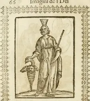 An illustration from Le imagini de gli dei de gli antichi : nelle quali sono descritte la religione de gli antichi li idoli, riti, & ceremonie loro, con l'aggiunta di molte principali imagini che nell'altre mancauano, et con l'espositione in epilogo di ciasceduna & suo significato (1624)