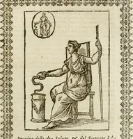 An illustration from Le imagini de gli dei de gli antichi : nelle quali sono descritte la religione de gli antichi li idoli, riti, & ceremonie loro, con l'aggiunta di molte principali imagini che nell'altre mancauano, et con l'espositione in epilogo di ciasceduna & suo significato (1624)