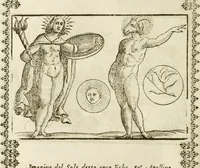 An illustration from Le imagini de gli dei de gli antichi : nelle quali sono descritte la religione de gli antichi li idoli, riti, & ceremonie loro, con l'aggiunta di molte principali imagini che nell'altre mancauano, et con l'espositione in epilogo di ciasceduna & suo significato (1624)