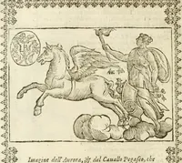 An illustration from Le imagini de gli dei de gli antichi : nelle quali sono descritte la religione de gli antichi li idoli, riti, & ceremonie loro, con l'aggiunta di molte principali imagini che nell'altre mancauano, et con l'espositione in epilogo di ciasceduna & suo significato (1624)