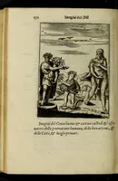 An illustration from Le imagini de gli dei de gli antichi, del signor Vincenzo Cartari regiano, nelle quali sono descritte la religione de gli antichi, li idoli, riti, & ceremonie loro, con l'agiunta di molte principali imagini, che nell'altre mancauano, et con l'espositione in epilogo di ciascheduna & suo significato. Estratta dall'istesso Cartari per Cesare Malfatti padoano, con vn cathalogo del medesimo di cento e più famosi dei loro natura e proprietà, estratto da questo & altri autori: opera vtilissima à historici, poeti, pittori, scultori, & professori di belle lettere .. (1609)