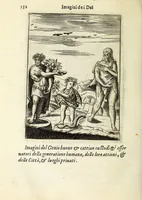 An illustration from Le imagini de gli dei de gli antichi : del signor Vincenzo Cartari reggiano : nelle quali sono descritte la religione de gli antichi, li idoli, riti & ceremonie loro : con l'aggiunta di molte principali imagini, che nell'altre mancauano : et con l'espositione in epilogo di ciascheduna & suo significato : estratta dall'istesso Cartari per Cesare Malfatti padoano : con vn cathalogo del medesimo di cento e più famosi dei, lor natura e proprietà, estratto da questo & altri autori : opera vtilissima a historici, poeti, pittori, scultori, & professori di belle lettere (1609)