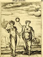 An illustration from Le imagini de gli dei de gli antichi del signor Vincenzo Cartari, reggiano : nelle quali sono descritte la religione de gli antichi, li idoli, riti & ceremonie loro ... et con l'espositione in epilogo di ciascheduna & suo significato : estrata dall' istesso Cartari per Cesare Malfatti .. (1625)