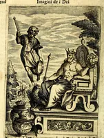 An illustration from Le imagini de gli dei de gli antichi del signor Vincenzo Cartari, reggiano : nelle quali sono descritte la religione de gli antichi, li idoli, riti & ceremonie loro ... et con l'espositione in epilogo di ciascheduna & suo significato : estrata dall' istesso Cartari per Cesare Malfatti .. (1625)