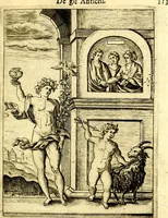 An illustration from Le imagini de gli dei de gli antichi del signor Vincenzo Cartari, reggiano : nelle quali sono descritte la religione de gli antichi, li idoli, riti & ceremonie loro ... et con l'espositione in epilogo di ciascheduna & suo significato : estrata dall' istesso Cartari per Cesare Malfatti .. (1625)