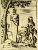 An illustration from Le imagini de gli dei de gli antichi del signor Vincenzo Cartari, reggiano : nelle quali sono descritte la religione de gli antichi, li idoli, riti & ceremonie loro ... et con l'espositione in epilogo di ciascheduna & suo significato : estrata dall' istesso Cartari per Cesare Malfatti .. (1625)
