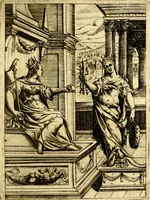 An illustration from Le imagini de gli dei de gli antichi del signor Vincenzo Cartari, reggiano : nelle quali sono descritte la religione de gli antichi, li idoli, riti & ceremonie loro ... et con l'espositione in epilogo di ciascheduna & suo significato : estrata dall' istesso Cartari per Cesare Malfatti .. (1625)