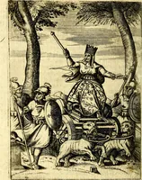 An illustration from Le imagini de gli dei de gli antichi del signor Vincenzo Cartari, reggiano : nelle quali sono descritte la religione de gli antichi, li idoli, riti & ceremonie loro ... et con l'espositione in epilogo di ciascheduna & suo significato : estrata dall' istesso Cartari per Cesare Malfatti .. (1625)