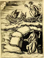An illustration from Le imagini de gli dei de gli antichi del signor Vincenzo Cartari, reggiano : nelle quali sono descritte la religione de gli antichi, li idoli, riti & ceremonie loro ... et con l'espositione in epilogo di ciascheduna & suo significato : estrata dall' istesso Cartari per Cesare Malfatti .. (1625)