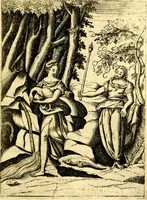 An illustration from Le imagini de gli dei de gli antichi del signor Vincenzo Cartari, reggiano : nelle quali sono descritte la religione de gli antichi, li idoli, riti & ceremonie loro ... et con l'espositione in epilogo di ciascheduna & suo significato : estrata dall' istesso Cartari per Cesare Malfatti .. (1625)