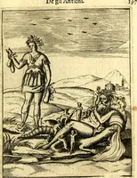 An illustration from Le imagini de gli dei de gli antichi del signor Vincenzo Cartari, reggiano : nelle quali sono descritte la religione de gli antichi, li idoli, riti & ceremonie loro ... et con l'espositione in epilogo di ciascheduna & suo significato : estrata dall' istesso Cartari per Cesare Malfatti .. (1625)