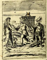 An illustration from Le imagini de gli dei de gli antichi del signor Vincenzo Cartari, reggiano : nelle quali sono descritte la religione de gli antichi, li idoli, riti & ceremonie loro ... et con l'espositione in epilogo di ciascheduna & suo significato : estrata dall' istesso Cartari per Cesare Malfatti .. (1625)