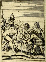 An illustration from Le imagini de gli dei de gli antichi del signor Vincenzo Cartari, reggiano : nelle quali sono descritte la religione de gli antichi, li idoli, riti & ceremonie loro ... et con l'espositione in epilogo di ciascheduna & suo significato : estrata dall' istesso Cartari per Cesare Malfatti .. (1625)