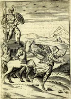 An illustration from Le imagini de gli dei de gli antichi del signor Vincenzo Cartari, reggiano : nelle quali sono descritte la religione de gli antichi, li idoli, riti & ceremonie loro ... et con l'espositione in epilogo di ciascheduna & suo significato : estrata dall' istesso Cartari per Cesare Malfatti .. (1625)
