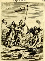 An illustration from Le imagini de gli dei de gli antichi del signor Vincenzo Cartari, reggiano : nelle quali sono descritte la religione de gli antichi, li idoli, riti & ceremonie loro ... et con l'espositione in epilogo di ciascheduna & suo significato : estrata dall' istesso Cartari per Cesare Malfatti .. (1625)