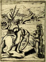 An illustration from Le imagini de gli dei de gli antichi del signor Vincenzo Cartari, reggiano : nelle quali sono descritte la religione de gli antichi, li idoli, riti & ceremonie loro ... et con l'espositione in epilogo di ciascheduna & suo significato : estrata dall' istesso Cartari per Cesare Malfatti .. (1625)