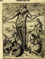 An illustration from Le imagini de gli dei de gli antichi del signor Vincenzo Cartari, reggiano : nelle quali sono descritte la religione de gli antichi, li idoli, riti & ceremonie loro ... et con l'espositione in epilogo di ciascheduna & suo significato : estrata dall' istesso Cartari per Cesare Malfatti .. (1625)
