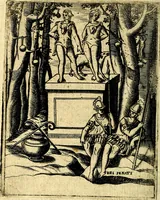 An illustration from Le imagini de gli dei de gli antichi del signor Vincenzo Cartari, reggiano : nelle quali sono descritte la religione de gli antichi, li idoli, riti & ceremonie loro ... et con l'espositione in epilogo di ciascheduna & suo significato : estrata dall' istesso Cartari per Cesare Malfatti .. (1625)