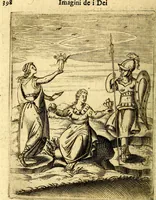 An illustration from Le imagini de gli dei de gli antichi del signor Vincenzo Cartari, reggiano : nelle quali sono descritte la religione de gli antichi, li idoli, riti & ceremonie loro ... et con l'espositione in epilogo di ciascheduna & suo significato : estrata dall' istesso Cartari per Cesare Malfatti .. (1625)