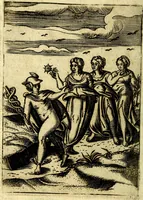 An illustration from Le imagini de gli dei de gli antichi del signor Vincenzo Cartari, reggiano : nelle quali sono descritte la religione de gli antichi, li idoli, riti & ceremonie loro ... et con l'espositione in epilogo di ciascheduna & suo significato : estrata dall' istesso Cartari per Cesare Malfatti .. (1625)