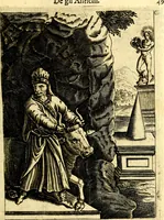An illustration from Le imagini de gli dei de gli antichi del signor Vincenzo Cartari, reggiano : nelle quali sono descritte la religione de gli antichi, li idoli, riti & ceremonie loro ... et con l'espositione in epilogo di ciascheduna & suo significato : estrata dall' istesso Cartari per Cesare Malfatti .. (1625)