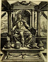 An illustration from Le imagini de gli dei de gli antichi del signor Vincenzo Cartari, reggiano : nelle quali sono descritte la religione de gli antichi, li idoli, riti & ceremonie loro ... et con l'espositione in epilogo di ciascheduna & suo significato : estrata dall' istesso Cartari per Cesare Malfatti .. (1625)